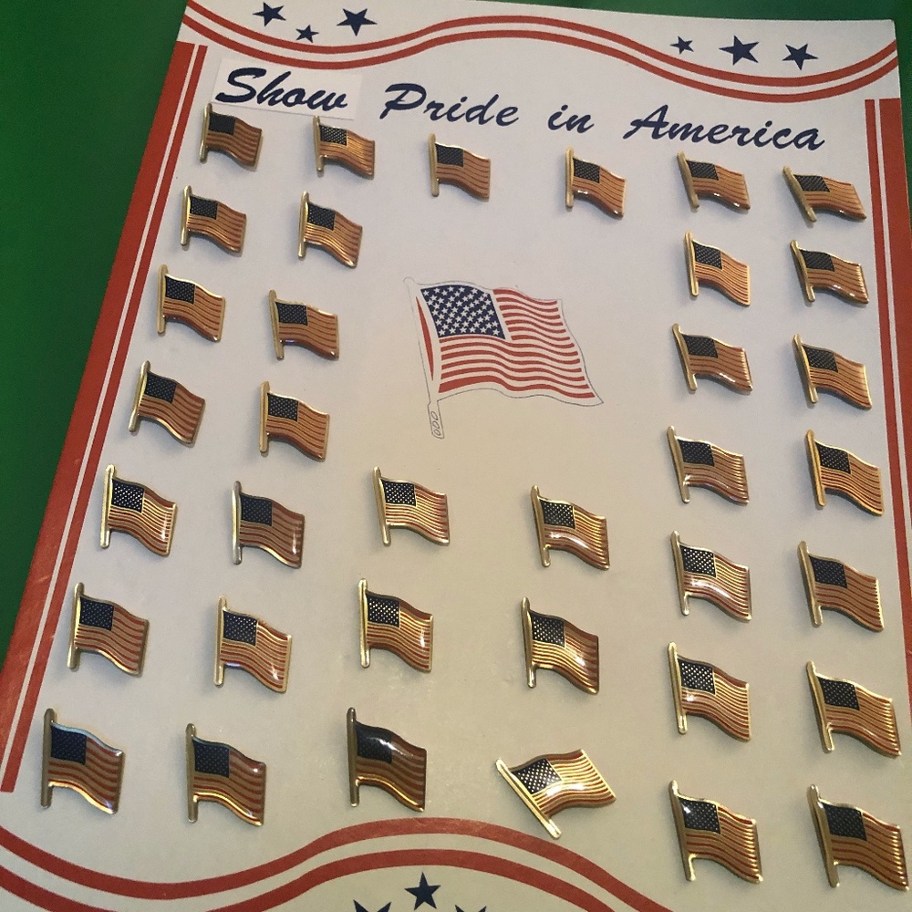 USA Flag Lapel Pins Sheet of 36